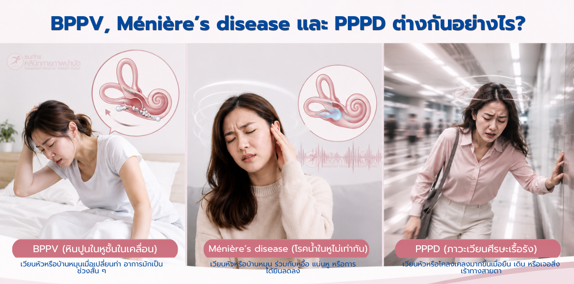 BPPV, Ménière’s disease และ PPPD ต่างกันอย่างไร BPPV, Ménière’s disease และ PPPD ต่างกันอย่างไร